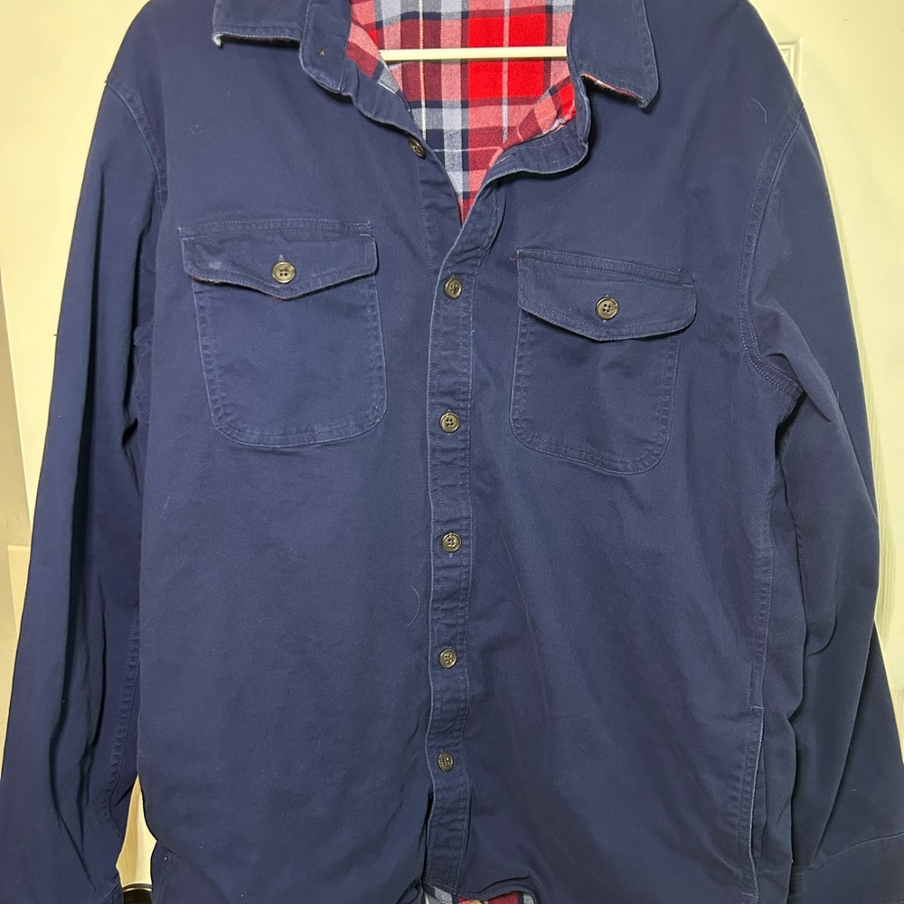 Lands' End Blue Plaid Lined Men's Shirt
